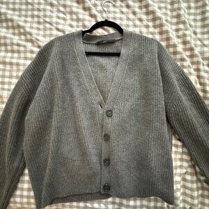 Jenni Kayne | Cashmere Cocoon Cropped Cardigan | Gray Taupe | Medium | EUC
